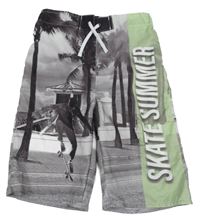 Béžovo-zelené plážové kraťasy s palmami Chapter young