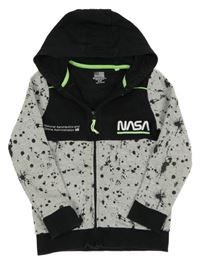 Šedo-černá propínací mikina Nasa s kapucí