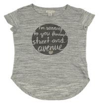 Šedé melírované sportovní tričko s nápisem H&M