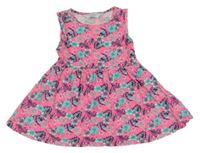 Neonově růžová květovaná šatová tunika Primark 