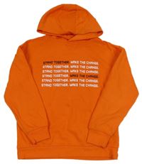 Oranžová mikina s nápisem a kapucí Primark