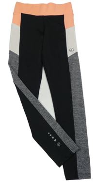 Černo-šedo-růžové sportovní funkční legíny 
