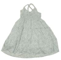 Bílé plátěné květované šaty H&M