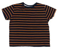 Tmavomodro-křiklavě oranžové pruhované tričko Rebel 