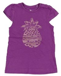 Purpurové tričko s ananasem Topomini