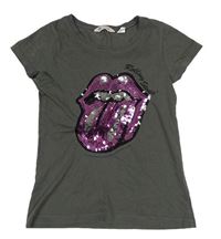 Tmavošedé tričko s logem z flitrů - The Rolling Stones H&M