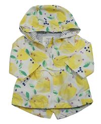 Bílá šusťáková jarní parka s citrony a kapucí F&F