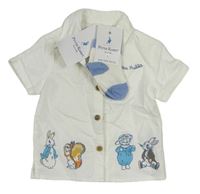 2Set - Bílá košile s králíčky - Peter Rabbit + bílo/modré ponožky M&S