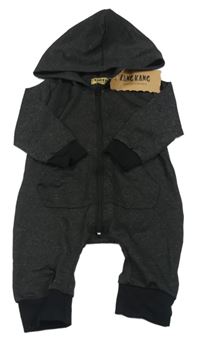 Nové - černá melírovaná kombinéza s kapucí KANG KANG