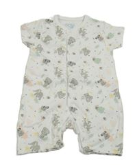 Bílý puntíkatý kraťasový overal se zvířátky 