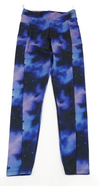 Černo-fialovo-modré batikované sportovní legíny C&A