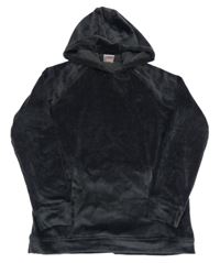 Černá plyšová mikina s kapucí HEAT