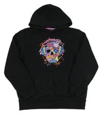 Černá mikina s lebkou a kapsou a kapucí Kangaroo Poo