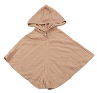 Pudrové vzorované pletené pončo s kapucí Tu