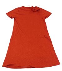 Červené melírované svetrové šaty s mašlí a třpytkami H&M