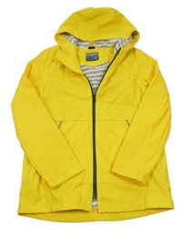 Žlutá nepromokavá jarní bunda s nášivkou a kapucí POCOPIANO