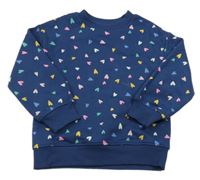 Tmavomodrá mikina s barevnými srdíčky M&S