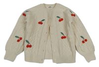 Smetanový vzorovaný propínací crop svetr s třešničkami M&S