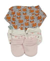 4Set - 3x - Rukavice + 1x - šedý šátek/slinták s liškami Ziggle