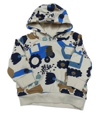 Smetanová mikina se stavebními stroji a kapucí Next