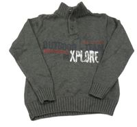 Tmavošedý melírovaný svetr s nápisy Pepperts!