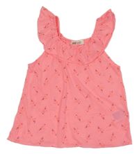 Korálový top s plameňáky a volánkem H&M