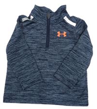 Tmavošedo/tmavomodré melírované funkční sportovní mikinotriko s logem UNDER ARMOUR