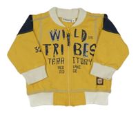 Okrovo-tmavomodro-smetanová propínací mikina s nápisy dodipetto