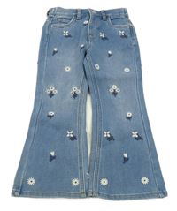 Modré flare teplákové rifle s kytičkami M&S