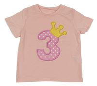 Světlerůžové narozeninové tričko s číslem a korunkou