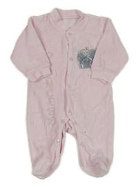 Světlerůžový sametový overal s korunkou a mašlí a nápisem 