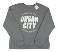 Nové - tmavošedá mikina s nápisy PRIMARK