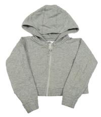 Šedá melírovaná propínací crop mikina s kapucí M&Co