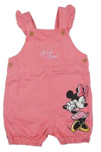 Růžové riflové laclové kraťasy s Minnie a volánky PRIMARK