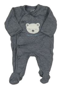 Tmavomodro-bílý melírovaný overal s medvídkem C&A