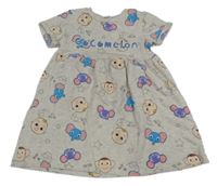 Šedobéžové melírované šaty s s obrázky - Cocomelon George
