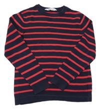 Tmavomodro-červený pruhovaný svetr H&M