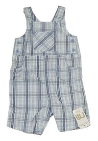 Světlemodro-modro-bílé kostkované plátěné laclové kraťasy Mothercare