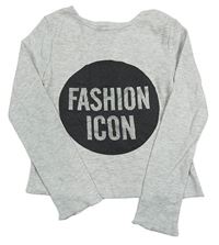 Světlešedé melírované žebrované crop triko s nápisem Primark