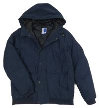 Tmavomodrá šusťáková zimní bunda s kapucí Jack & Jones