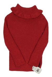 Nové - Červený třpytivý žebrovaný svetrový rolák zn. Dunnes