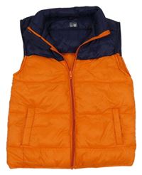 Oranžovo-tmavomodrá šusťáková zateplená vesta Dunnes