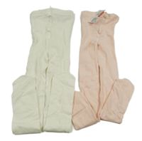 Nové - 2x punčocháče - smetanové + růžové H&M