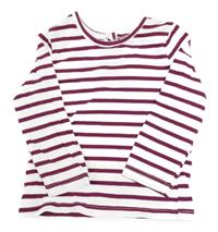 Bílo-vínové pruhované triko Primark
