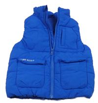 Modrá šusťáková zateplená vesta s nápisem Dunnes