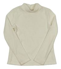 Smetanové žebrované triko se stojáčkem Shein