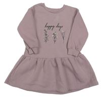 Starorůžové teplákové šaty s květinami Primark