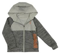 Šedo-melírovaná sportovní propínací mikina s nápisem a kapucí Primark