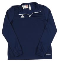 Tmavomodrá sportovní funkční mikina s logem Adidas