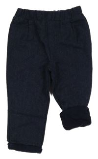 Tmavomodré vlněné podšité kalhoty Primark